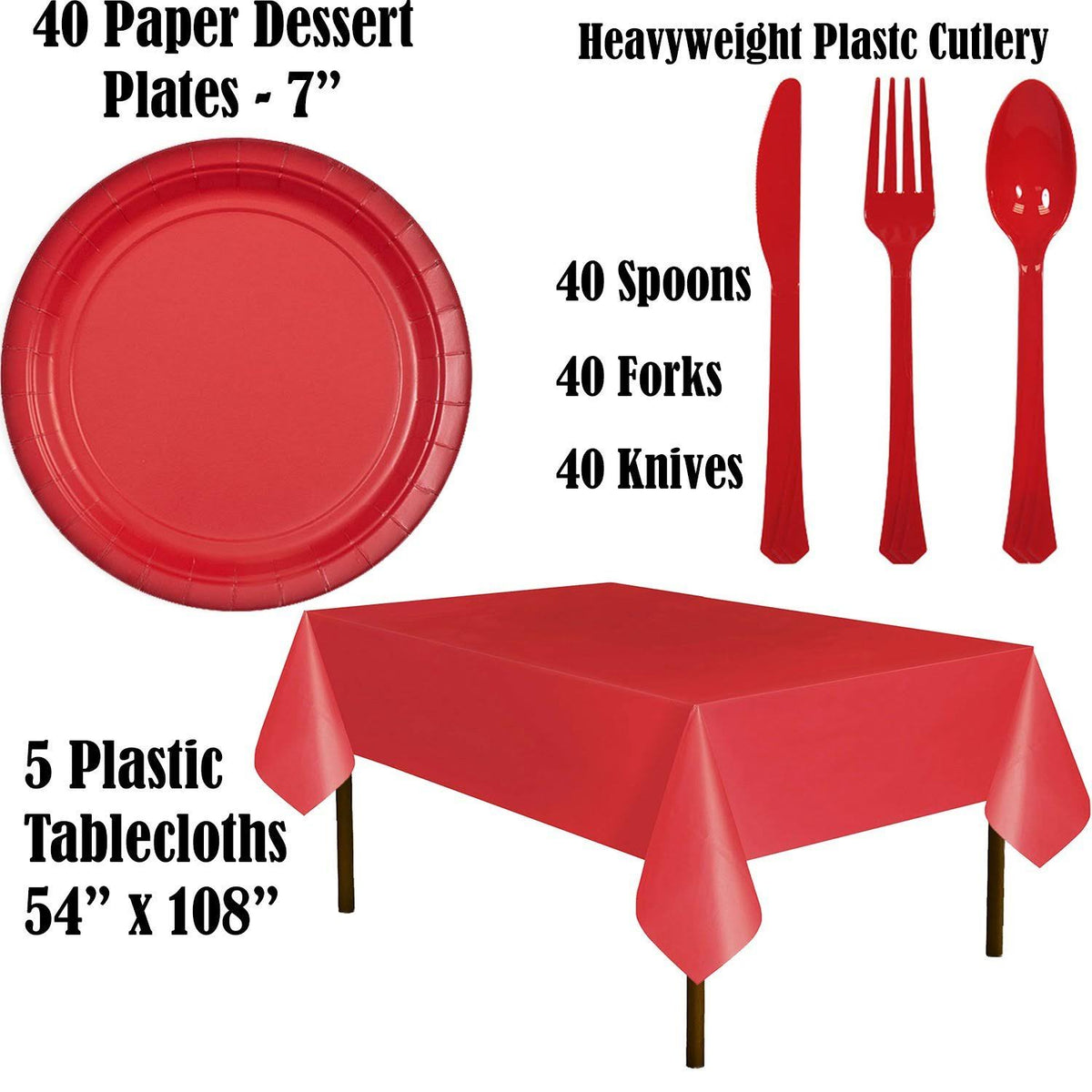 Black and Red Disposable Party Supplies, Serves 40, Paper Plates, 12 oz Plastic Cups J6512