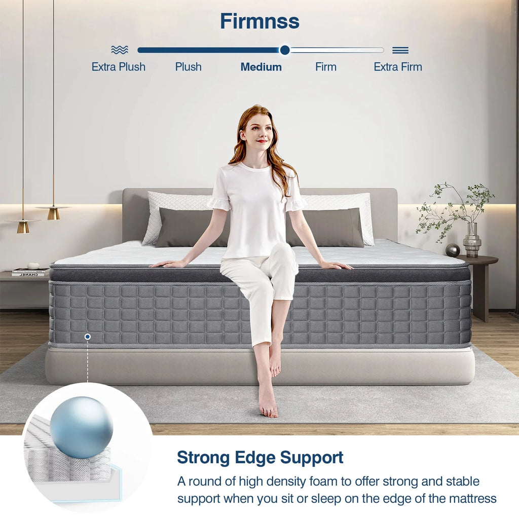 14 inch Gel Memory Foam Pocket Spring Hybrid Mattress B80118
