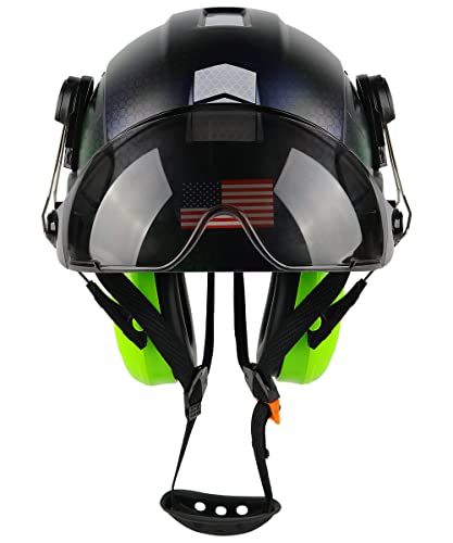 Safety Helmet Hard Hat with Visor and Ear Protection Adjustable Lightweight Vented ABS Work Helmet 6-Point Suspension D411