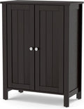 Grey 3 Tier Wooden Bathroom Floor Cabinet with Double Door and Adjustable Shelf C403