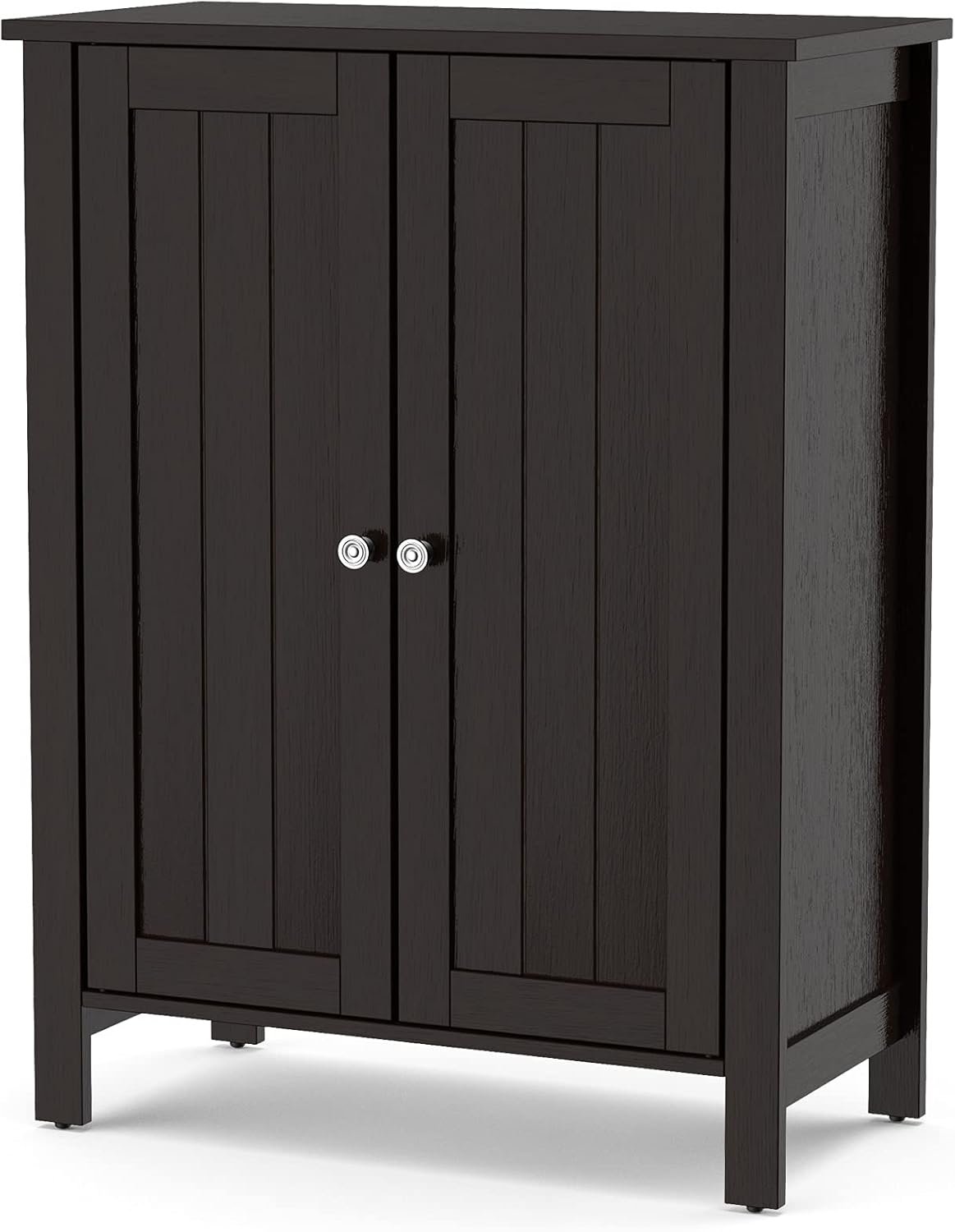 Grey 3 Tier Wooden Bathroom Floor Cabinet with Double Door and Adjustable Shelf C403