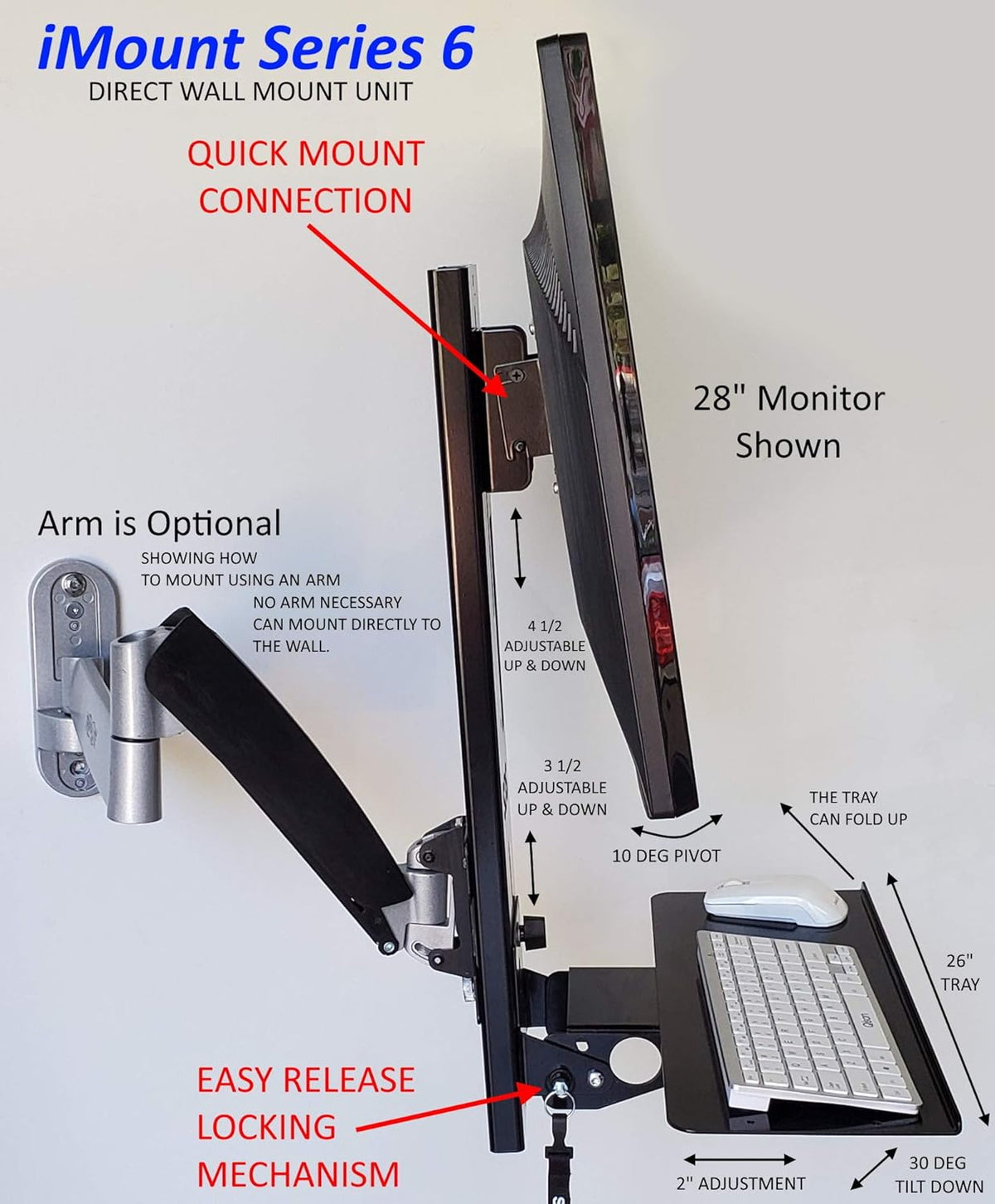 VESA 100mm Monitor and Keyboard Wall Mount I803
