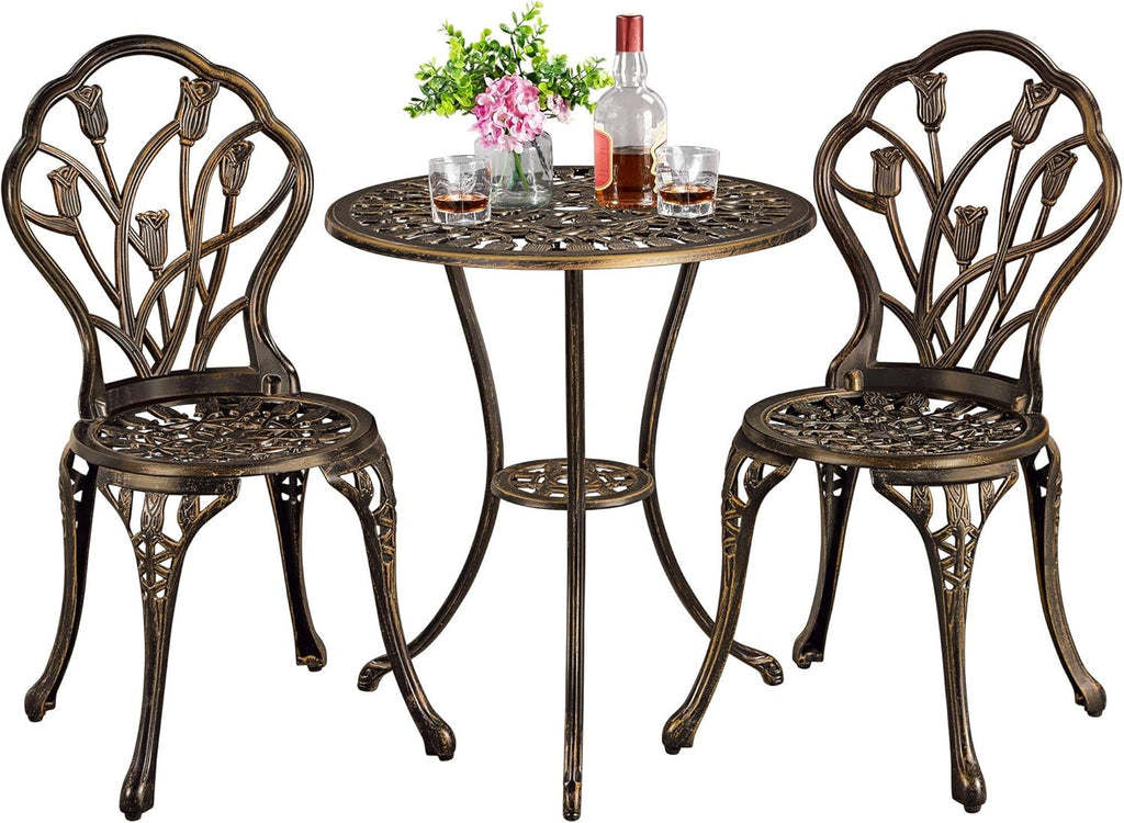 3 Piece Cast Aluminum Patio Bistro Set U55677
