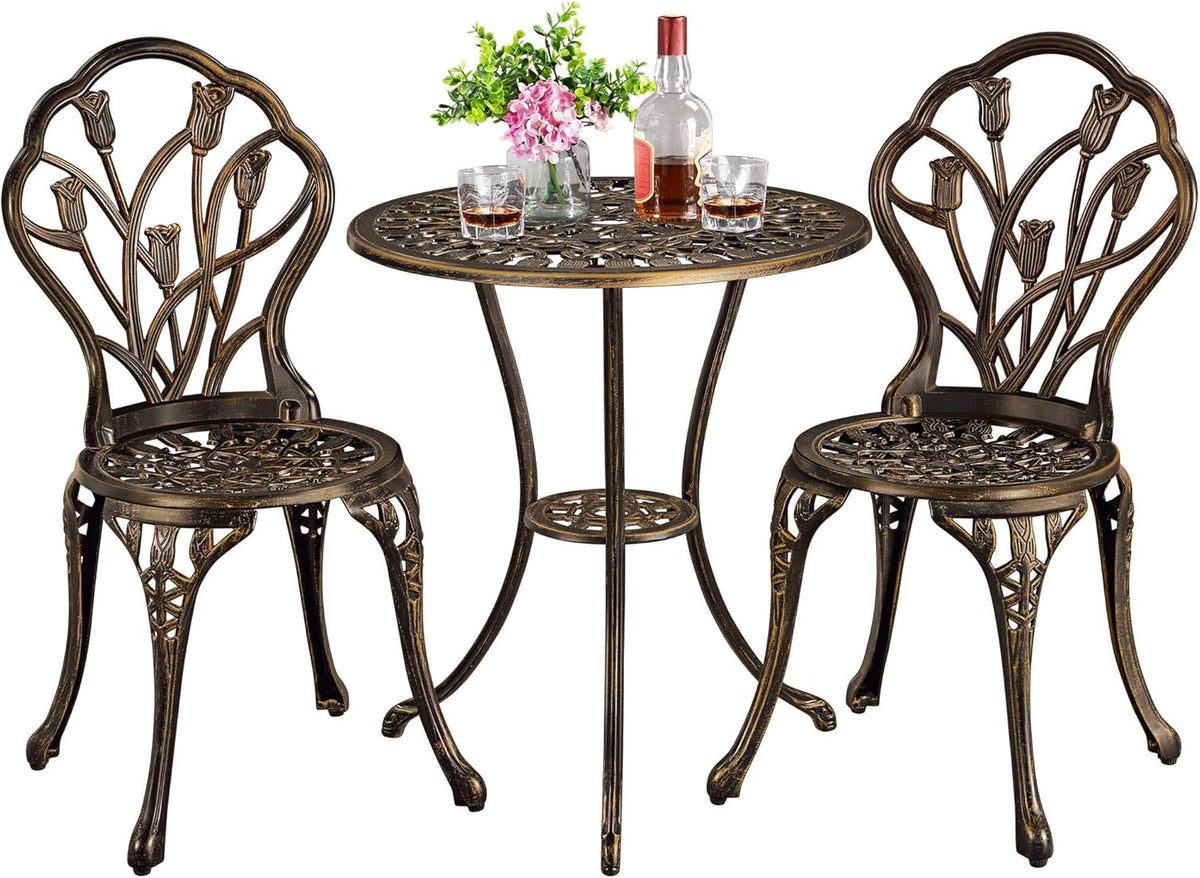 3 Piece Cast Aluminum Patio Bistro Set U55677