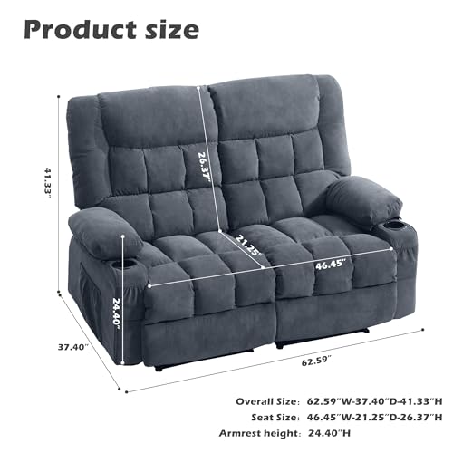 2 Seat Manual Reclining Loveseat with Cup Holders Q1155