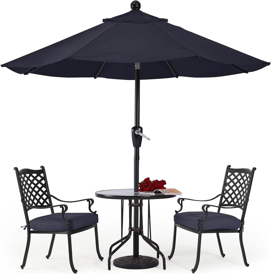 Square Solar Led Patio Umbrellas 7.5FT x 7.5FT Navy Blue I3047