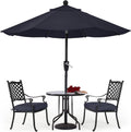 Square Solar Led Patio Umbrellas 7.5FT x 7.5FT Navy Blue I3047