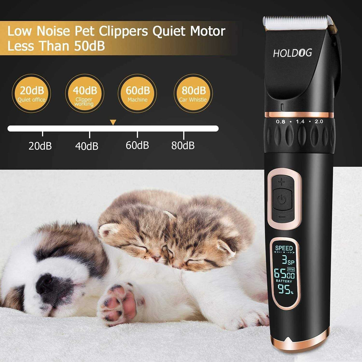 Heavy Duty Dog Grooming Clipper 3-Speed Rechargeable Cordless Pet Grooming Tools X221