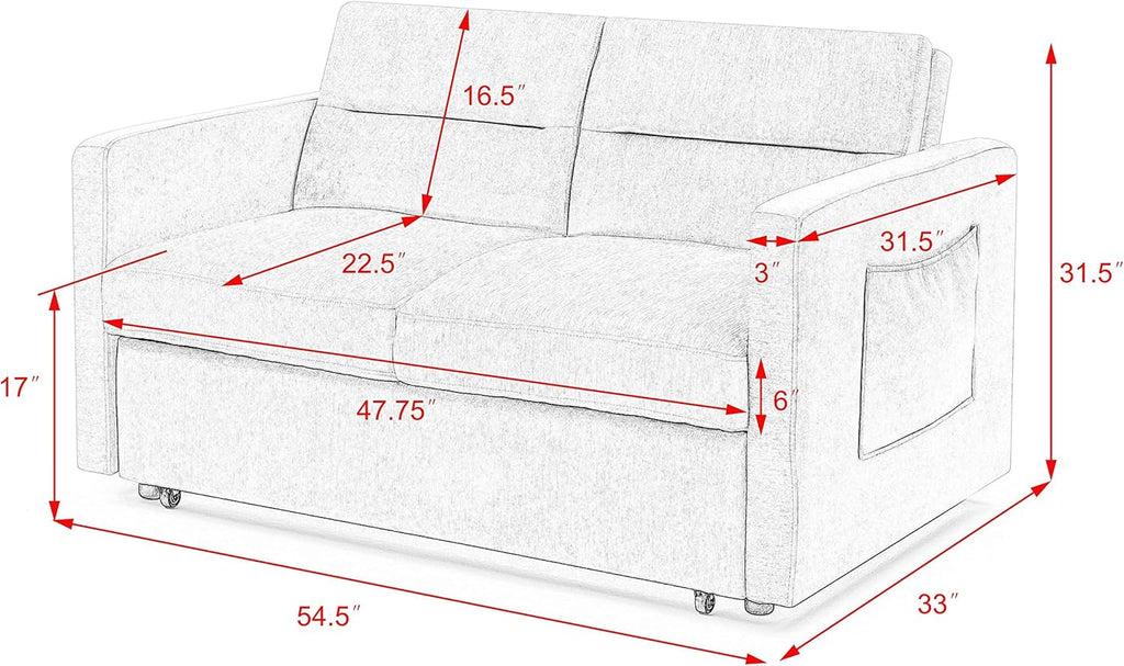 Beige Velvet 3 in 1 Convertible Sleeper Sofa C510572