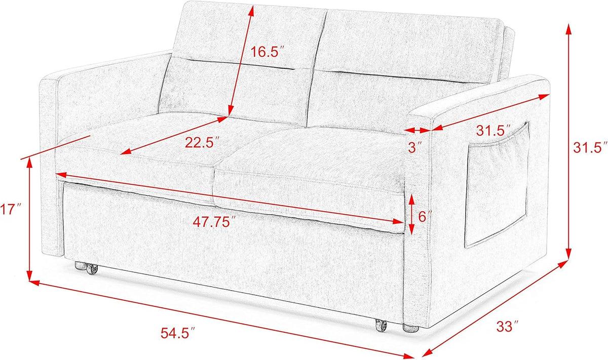 Beige Velvet 3 in 1 Convertible Sleeper Sofa C510572