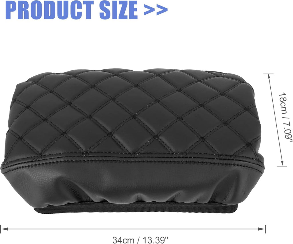 Black Microfiber Leather Center Console Lid Armrest Cover I231