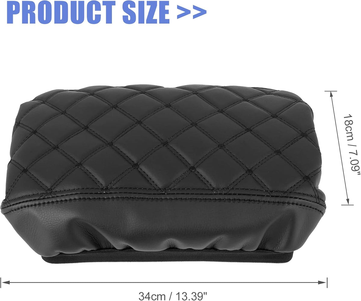 Black Microfiber Leather Center Console Lid Armrest Cover I231