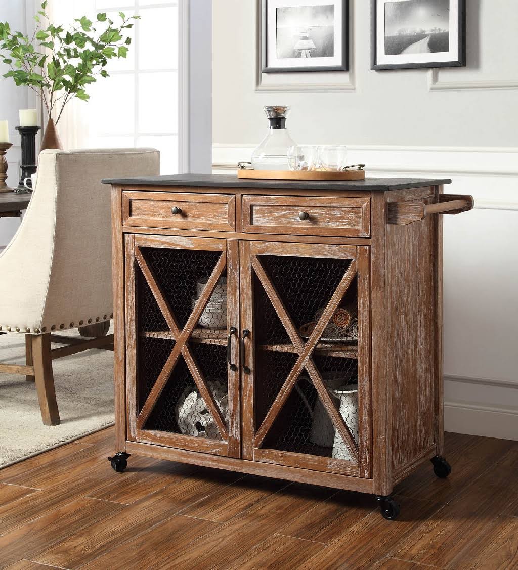 Rustic Brown Kitchen Cart D14869