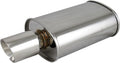 Polished Oval Muffler Exhaust Double Wall 3.5" Slant Tip 2.5" Inlet C892