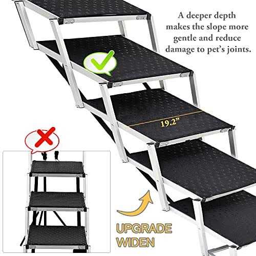 Extra Wide Foldable Dog Car Stairs with Nonslip Surface I415