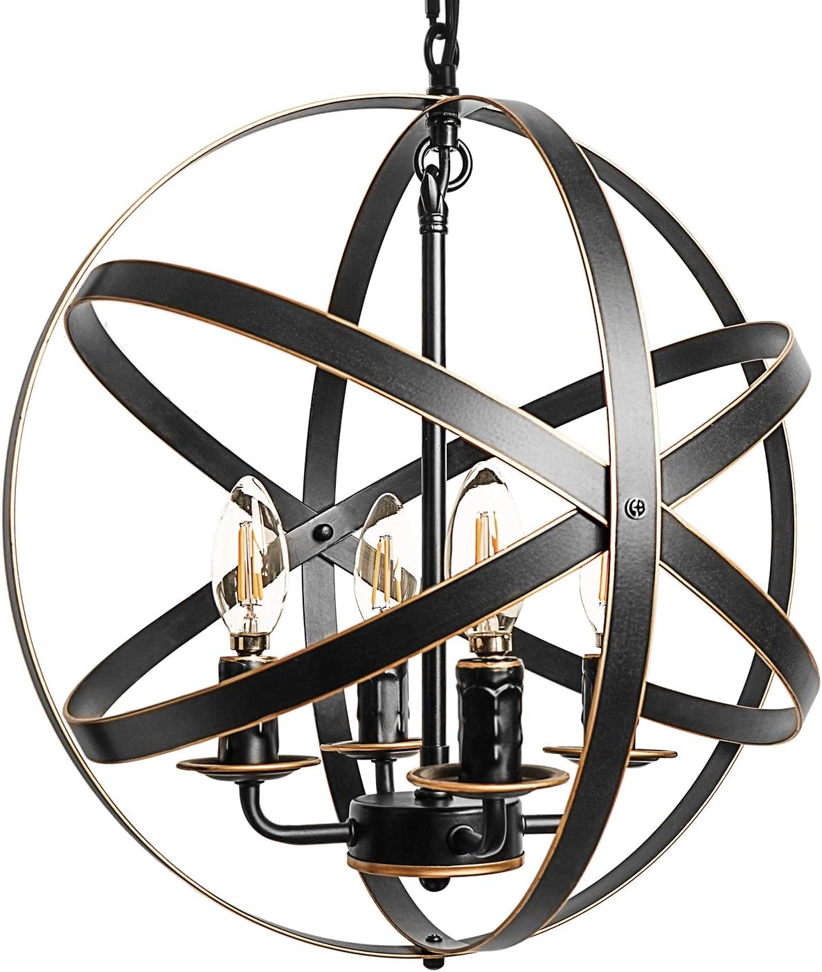 Black 6-Light Farmhouse Chandelier with Spherical Shade Q22738