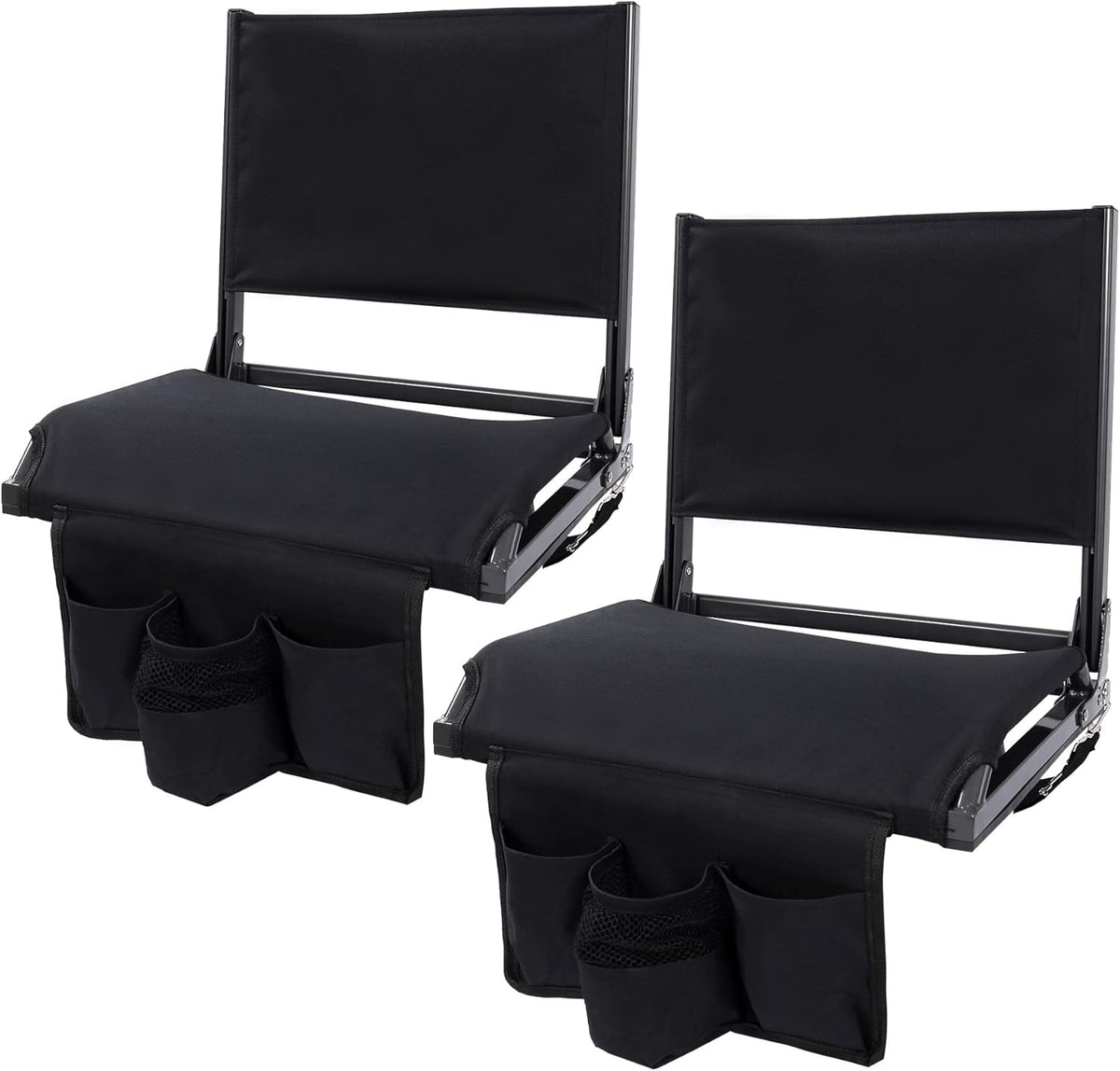 Black Folding Stadium Chair with Cup Holder I800