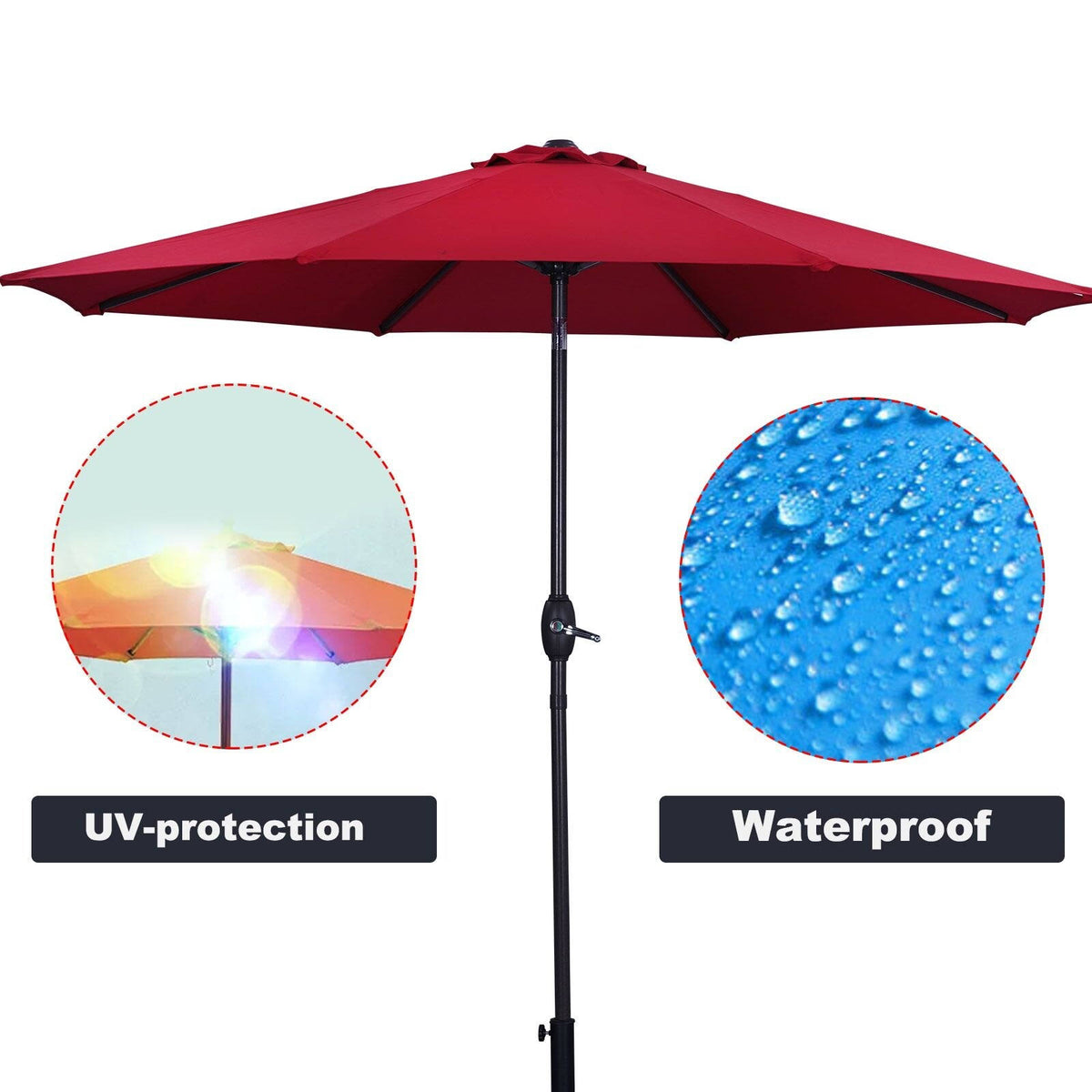 Red 9ft Waterproof Patio Umbrella with Tilt and Crank F413