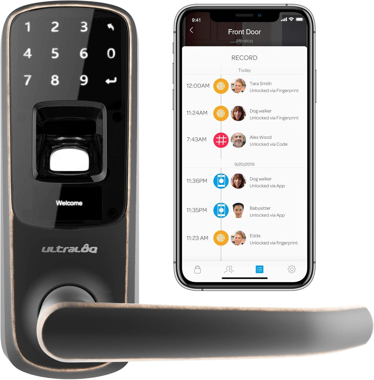 Black Smart Lock Electronic Door Handle P958
