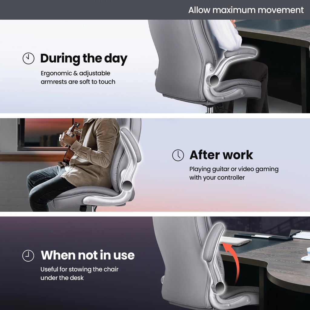 Gray Ergonomic High Back Leather Office Chair T653