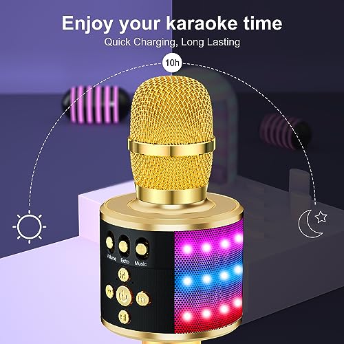 Bluetooth Karaoke Microphone with Disco Lights H338657