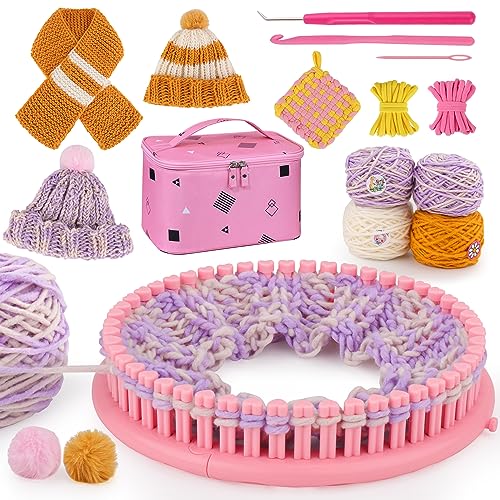 Knitting Loom Kit with Storage Bags Yarns Knitting Tools Pink L634091