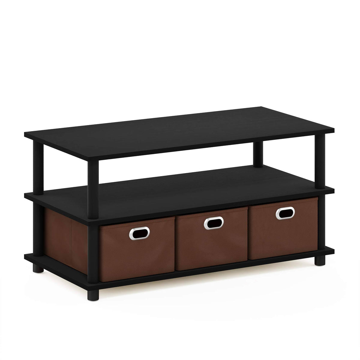 Black Oak Coffee Table with Bin Drawers A8846