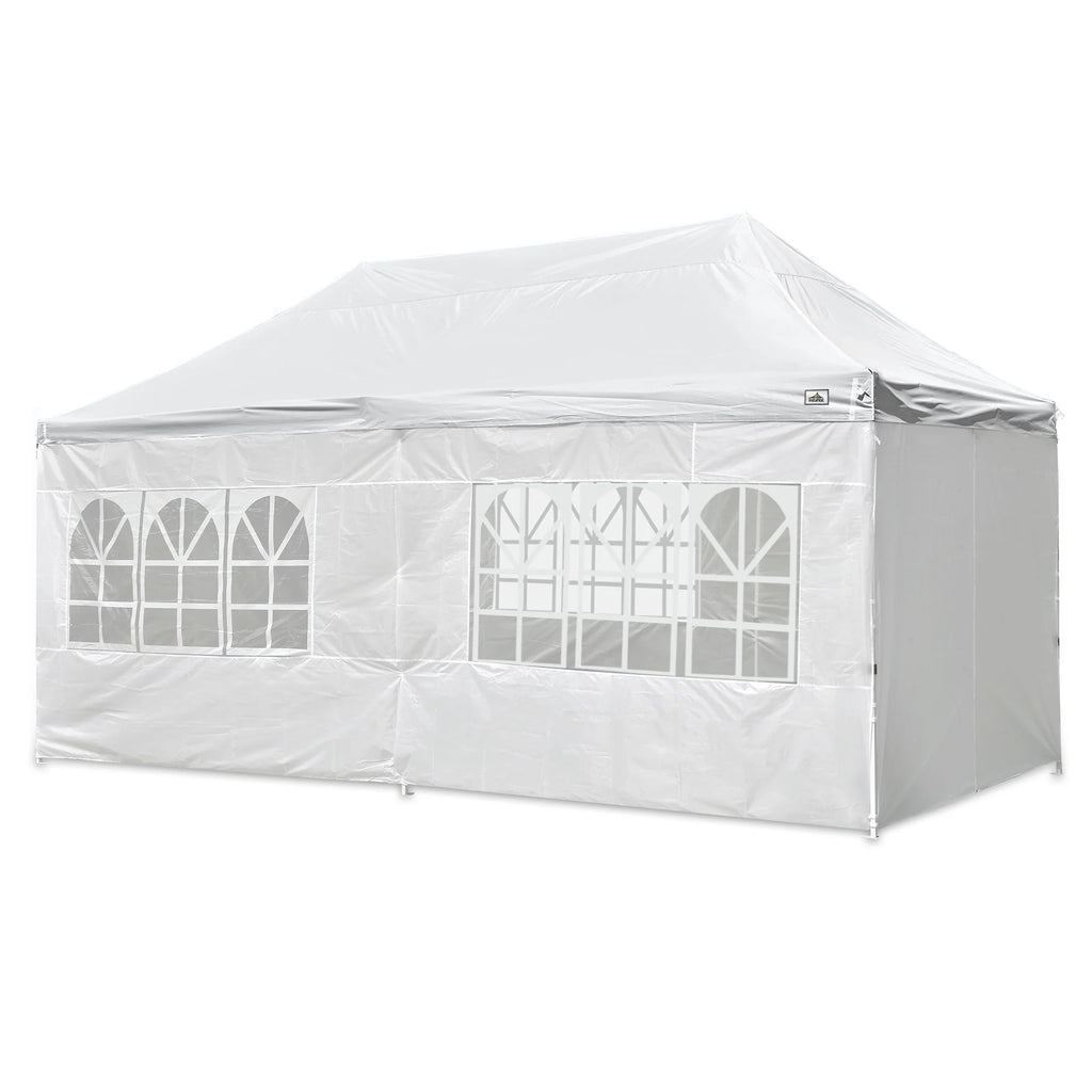 White 10x20ft Pop Up Gazebo with 4 Sidewalls K500