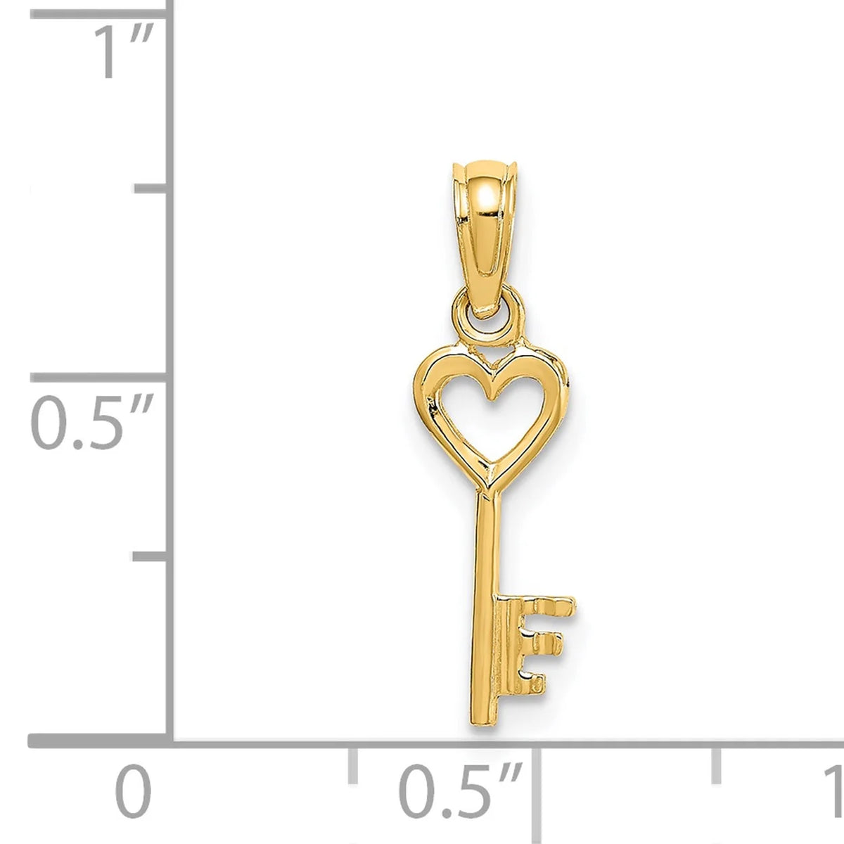 14K Yellow Gold 3D Key With Heart Pendant Charm With 10K Yellow Gold Rope Chain Necklace 20'' K704590