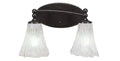 Two Light Bath Bar Dark Granite Finish with Italian Ice Glass D871