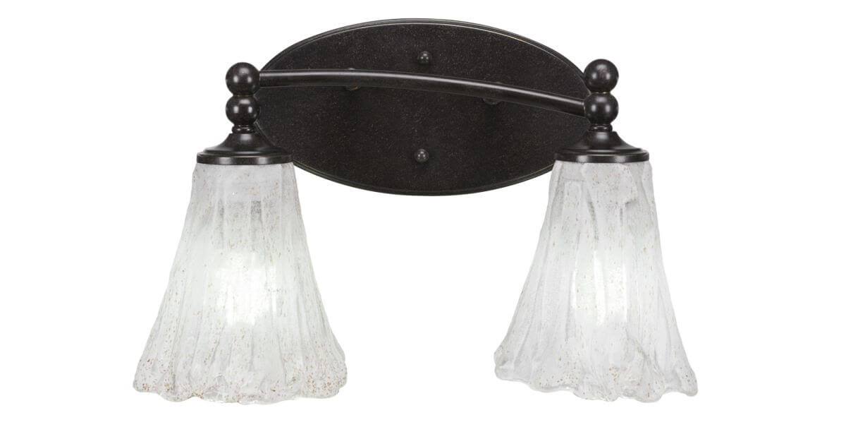 Two Light Bath Bar Dark Granite Finish with Italian Ice Glass D871