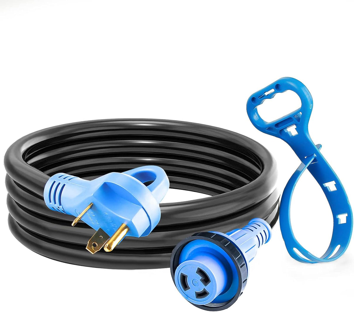 50 Feet RV Power Extension Cord, Heavy Duty STW Wire, Blue G79353