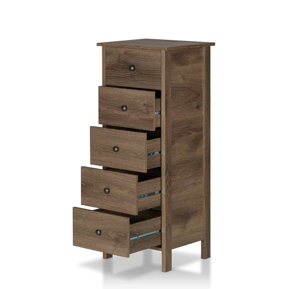 Distressed Walnut 5-Drawer Vertical Chest B33980
