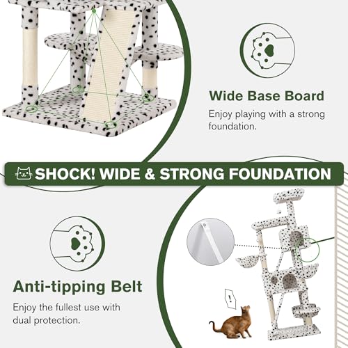 66 Inches Multi-Level Cat Tree Tower with Hammock and Baskets B724