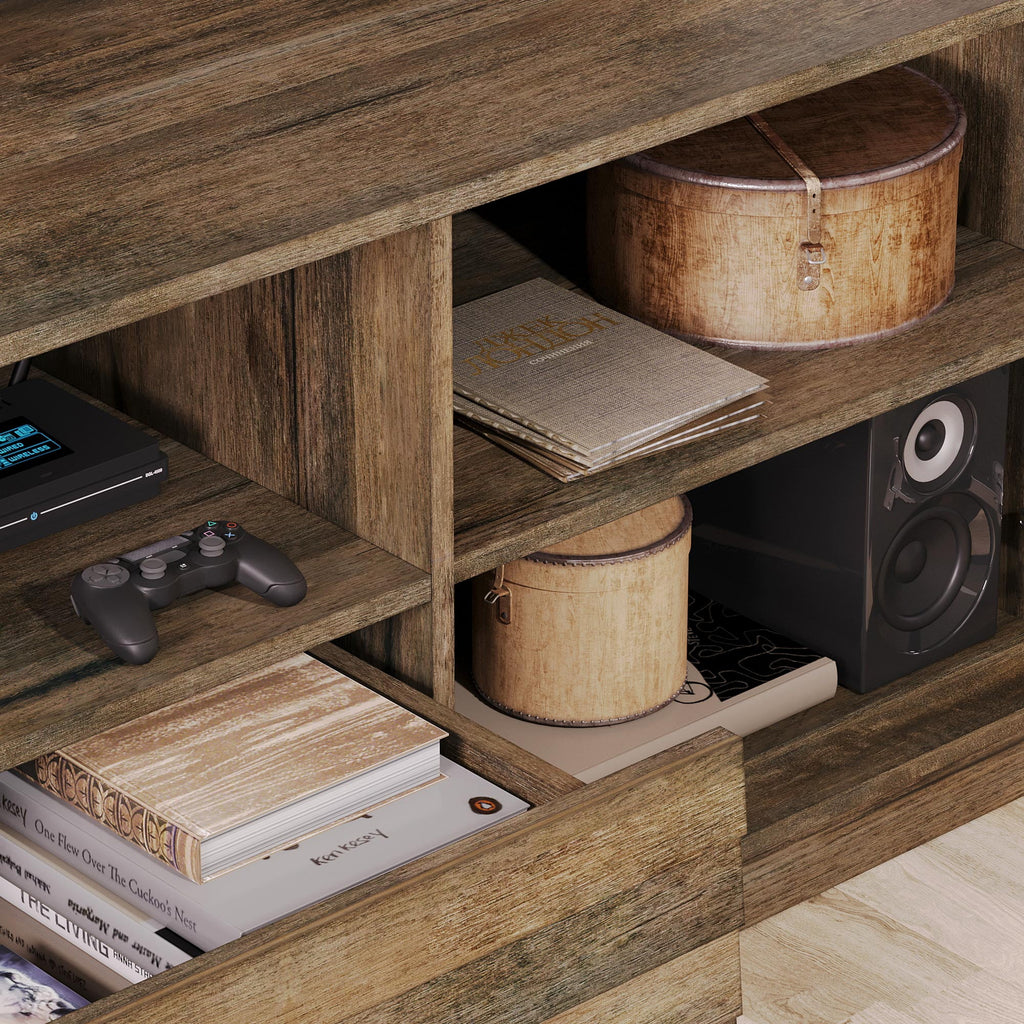 Brown TV Stand with Open Shelf and Storage Drawer B166668