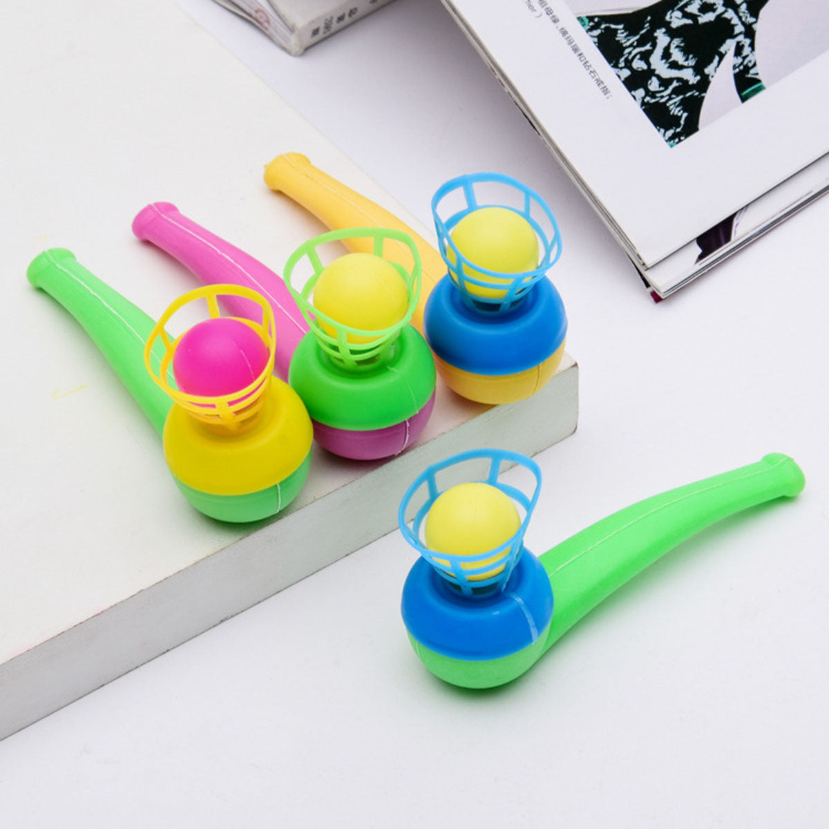12pcs Plastic Floating Ball Toy Blow Pipe Party Game Y786486