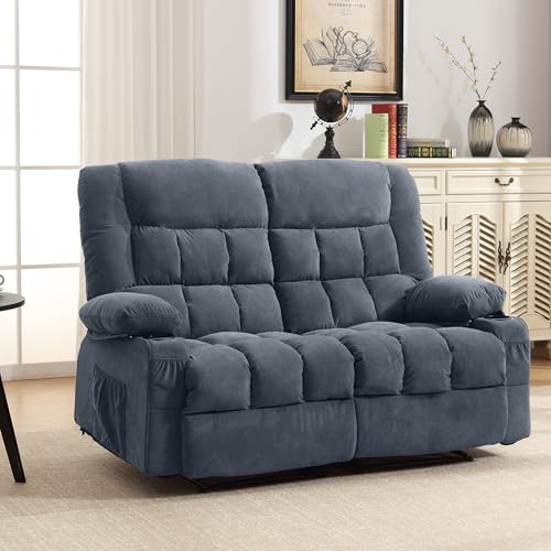2 Seat Manual Reclining Loveseat with Cup Holders Q1155