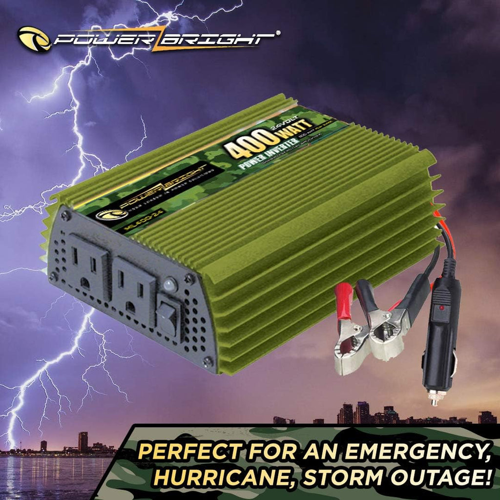400 Watt 24V Modified Sine Wave Power Inverter with Dual 110V AC Outlets Q781452