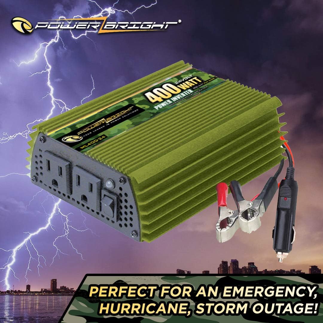 400 Watt 24V Modified Sine Wave Power Inverter with Dual 110V AC Outlets Q781452