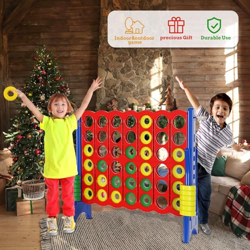 Oversized 4 ft Wide X 3.5 ft Tall 4-to-Score Game with 44 Pieces Rings and Cup Holder P7277
