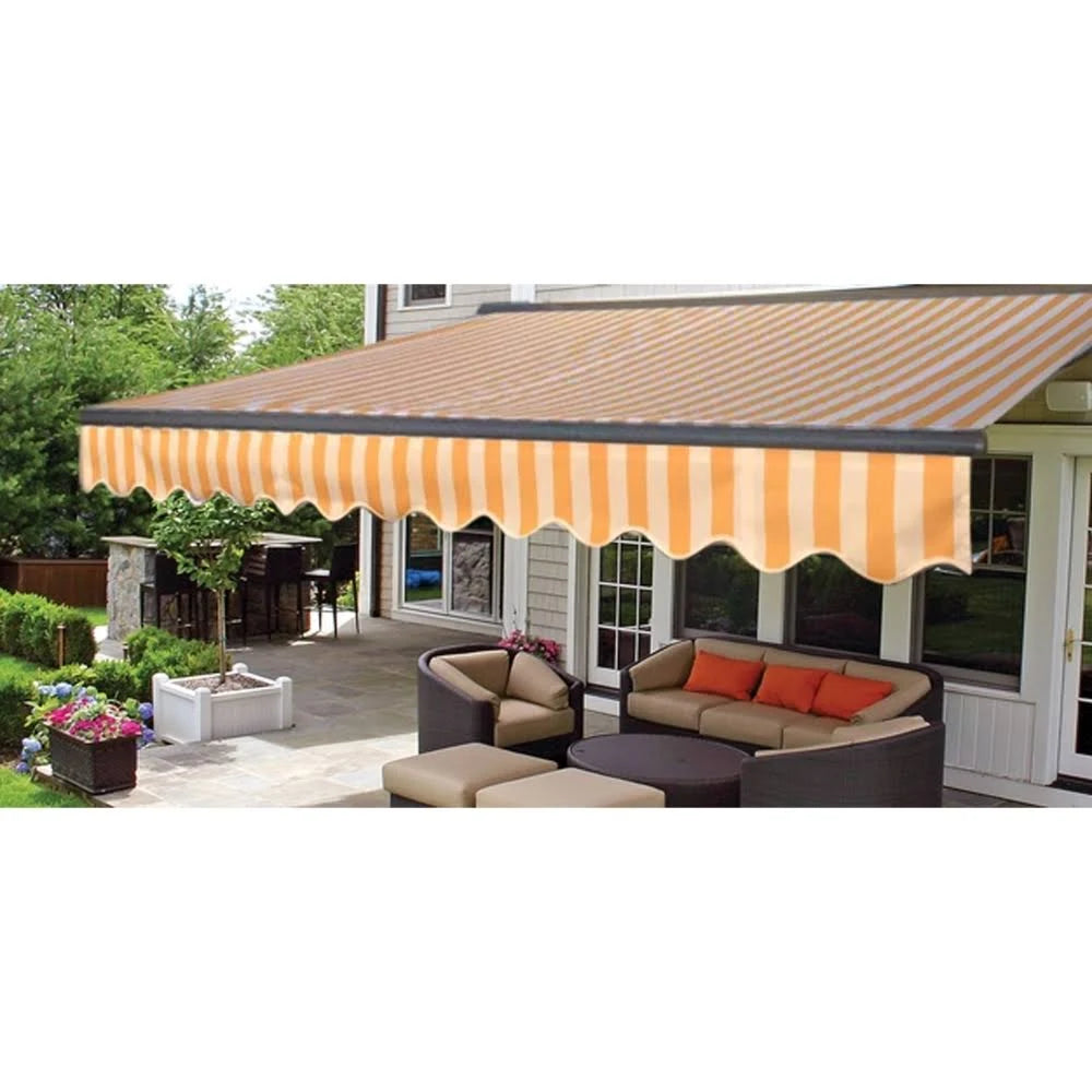 Motorized Retractable Patio Awning - 13 x 10 Feet - Multi-Striped Yellow P155255