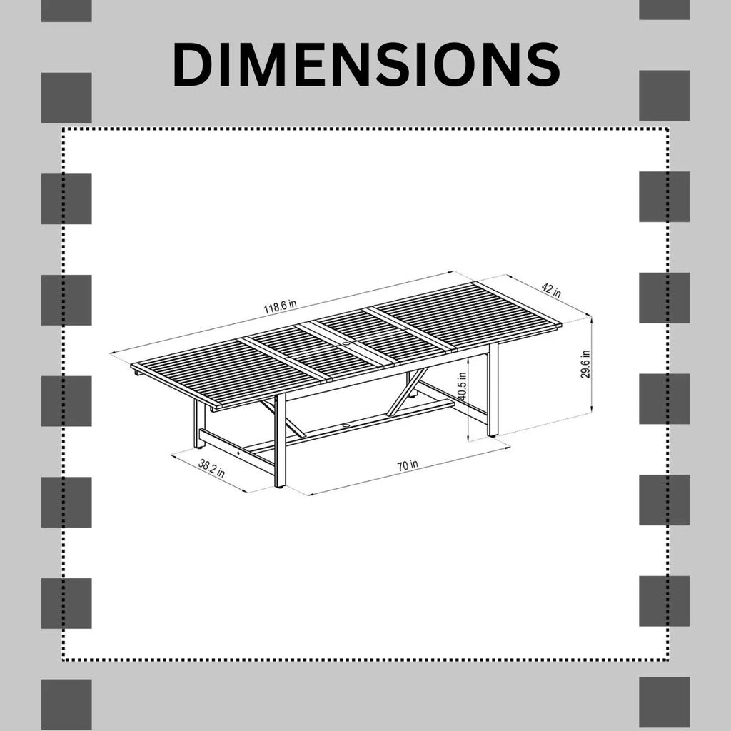 9-Piece Eucalyptus Extendable Rectangular Patio Dining Set X25240