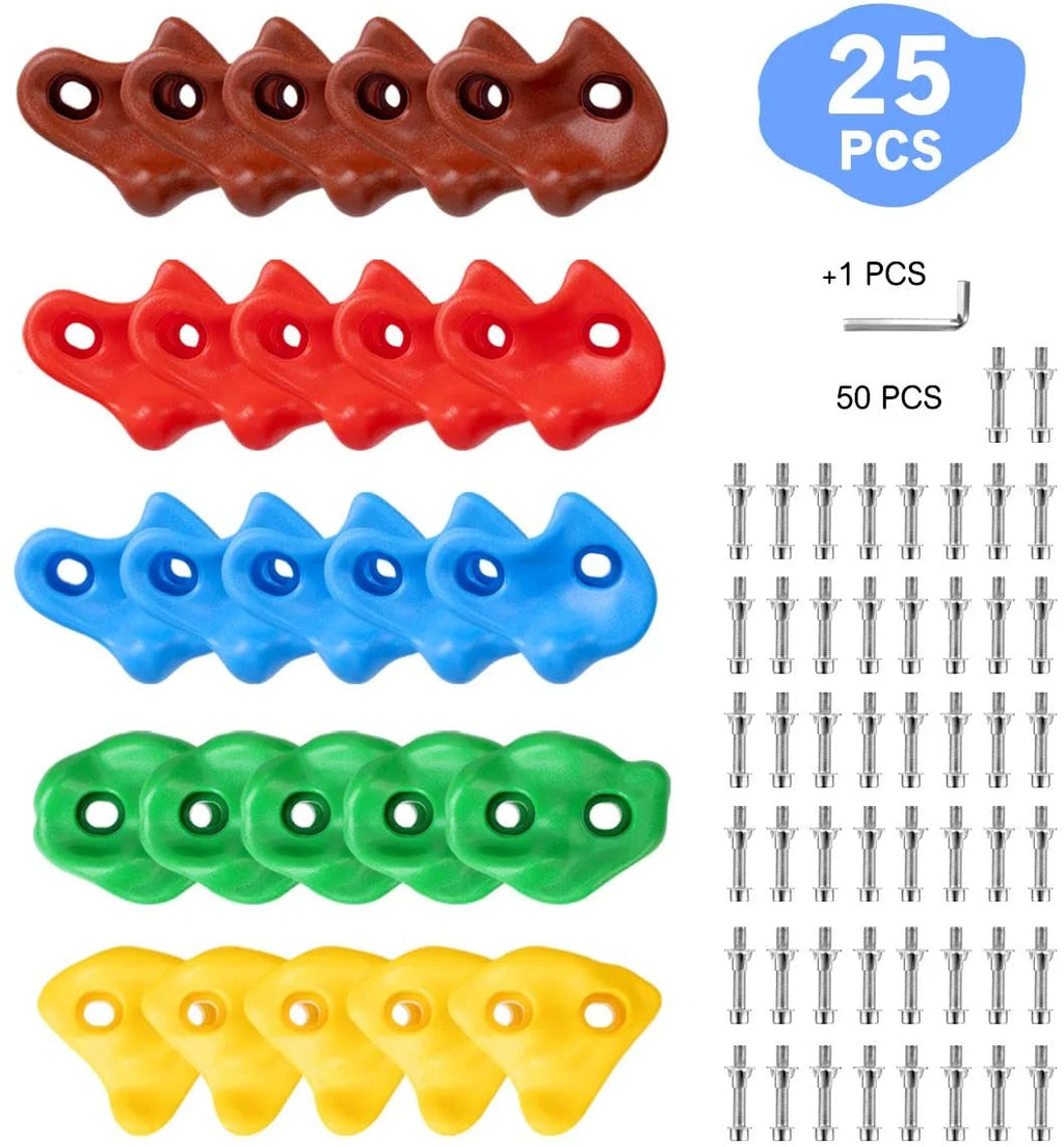 Rock Wall Climbing Holds Kit with Mounting Hardware D280095