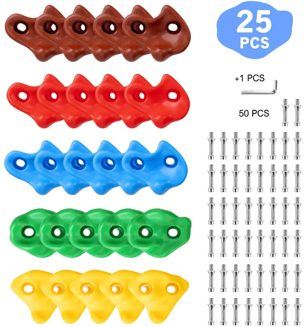 Rock Wall Climbing Holds Kit with Mounting Hardware D280095