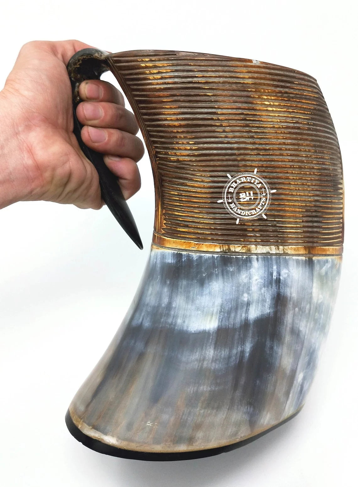 Glass Viking Drinking Horn Mug Tankard XL 40 oz J261067