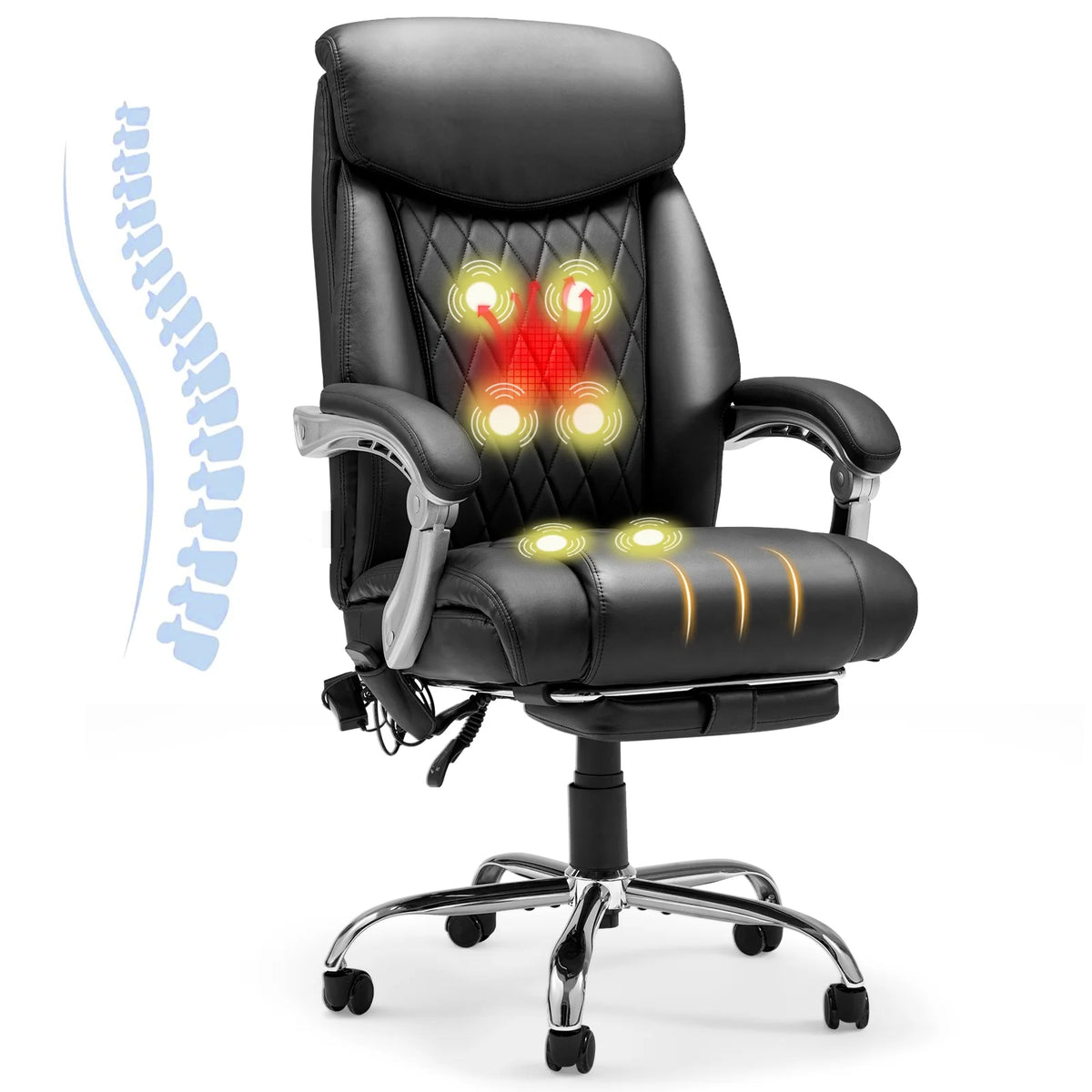 Black Ergonomic Office Chair with Lumbar Support and Massage B411966
