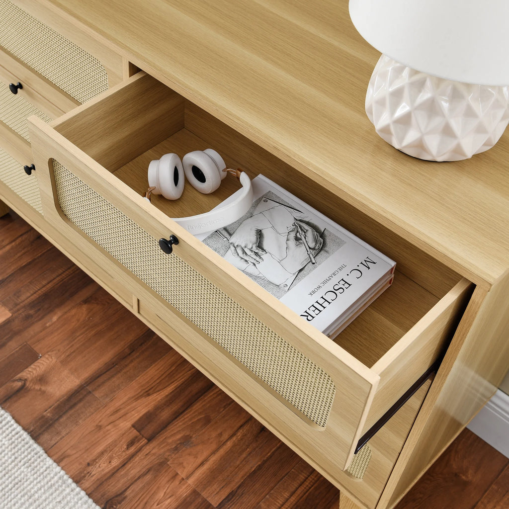 6 Drawer Rattan Dresser V8811