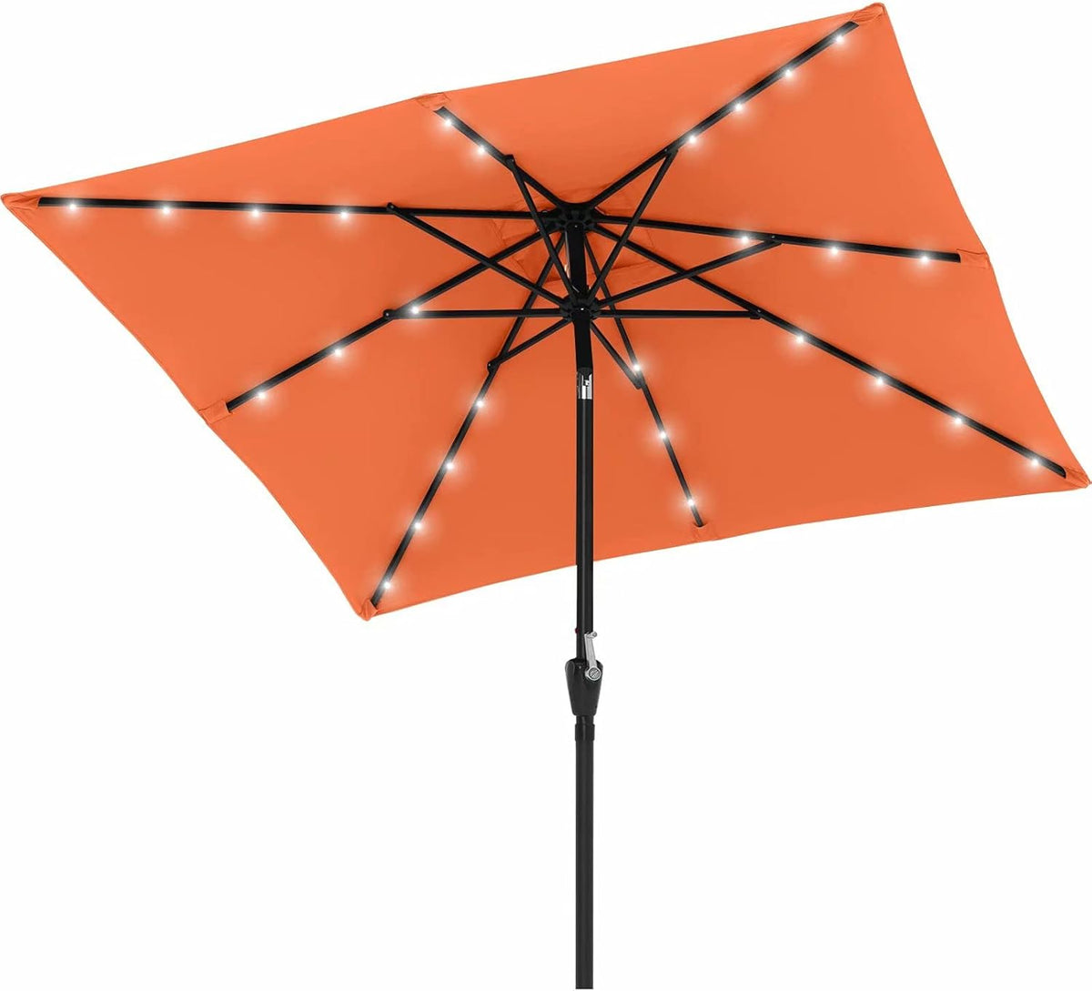Square Solar Led Patio Umbrellas 7.5FT x 7.5FT Navy Blue I3047