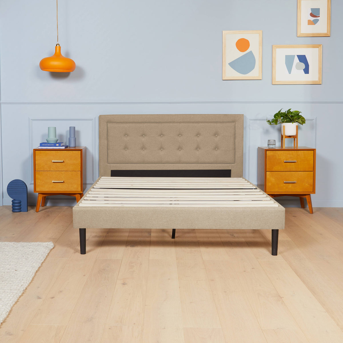 California King Size Button Tufted Bed Frame with Headboard S806000