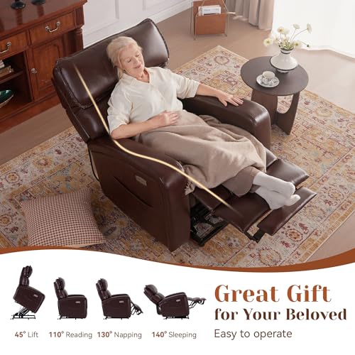 Leather Power Lift Recliner Chair with Heat & Massage W842793